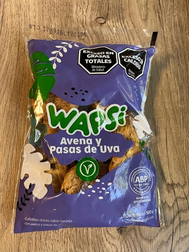 [gallesNATURAL_avenaypasas] Galletitas veganas Avena y pasas 180g Wapsi