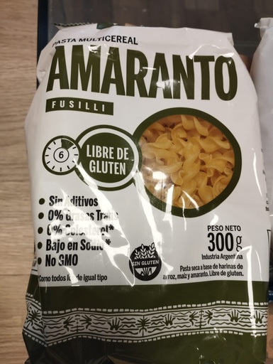 Pasta fusilli multicereal con amaranto sin tacc 300g Wakas