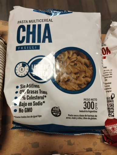 Pasta fusilli multicereal con chia sin tacc 300g Wakas