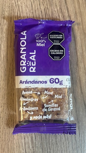 Barrita de granola con ARANDANOS x 60g